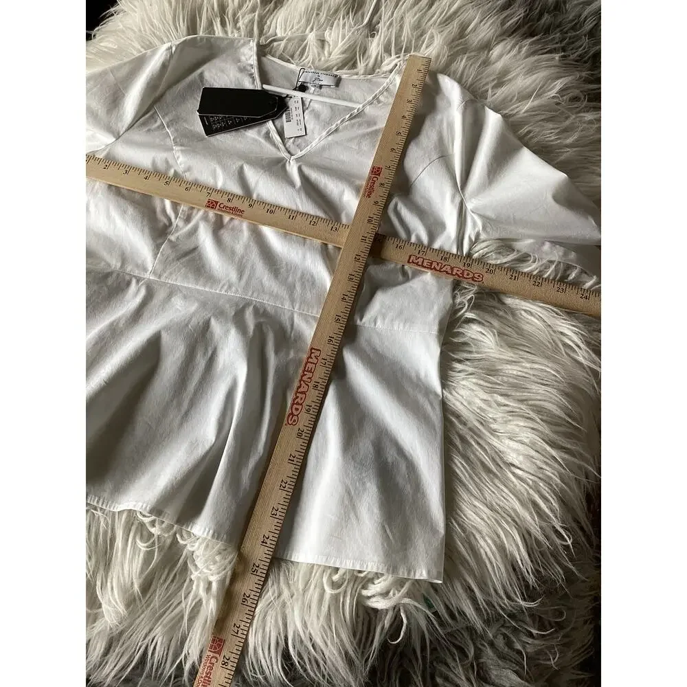 NWT Universal Standard X J. Crew Womens Tie Sleeve Poplin Blouse Top White Small - Picture 9 of 10